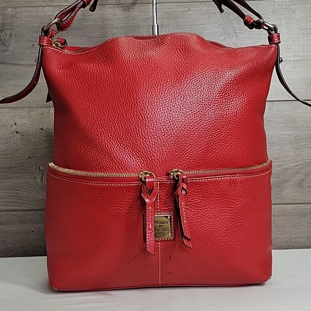Large Dooney & Bourke Red Pebble Leather Women's Bag